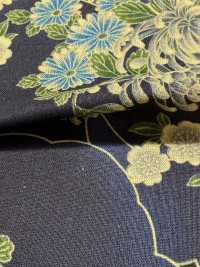850561 惊艳的靛蓝染色日本设计：云海与扇形菊花[面料] VANCET 奔时代 更多图片