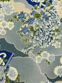 850561 惊艳的靛蓝染色日本设计：云海与扇形菊花[面料] VANCET 奔时代 更多图片