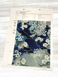 850561 惊艳的靛蓝染色日本设计：云海与扇形菊花[面料] VANCET 奔时代 更多图片