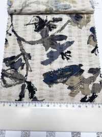 7027-740-1 麻坯布波纹花卉图案[面料] HOKKOH北高 更多图片