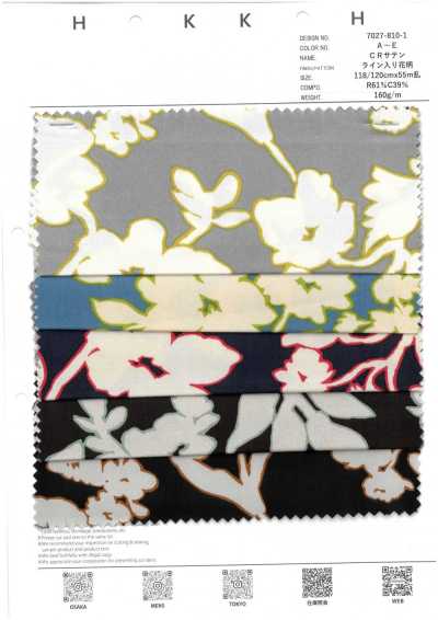 7027-810-1 CR缎纹 线条花卉图案