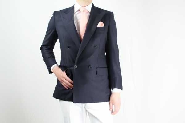 GXPWJ1 采用 DORMEUIL面料的海军蓝色纯色双层夹克