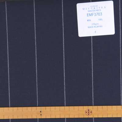 EMF3703 Masterpiece Collection Savile Row Yarn Count系列宽条纹海军蓝[面料] 美雪敬织 (Miyuki) 更多图片