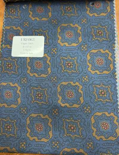 URJ-063 意大利制造 再生纤维素100%印花里布 基底海军蓝 点缀色棕色