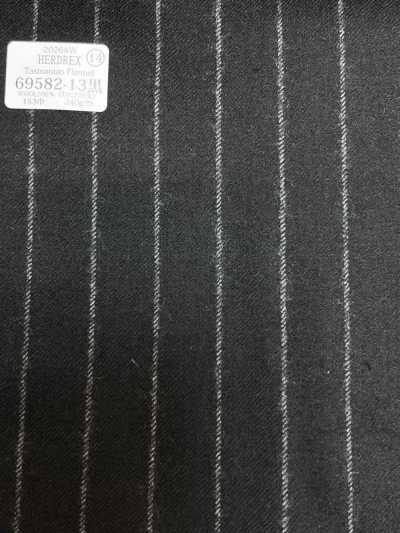 69582-13 26AW HERDREX【Tasmanian Flannel】真丝羊毛 黑色条纹