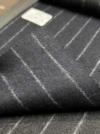 69582-34 26AW HERDREX【Tasmanian Flannel】真丝与羊毛 藏青色 条纹[面料] 国岛株式会社 更多图片