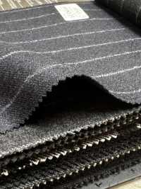 69582-34 26AW HERDREX【Tasmanian Flannel】真丝与羊毛 藏青色 条纹[面料] 国岛株式会社 更多图片