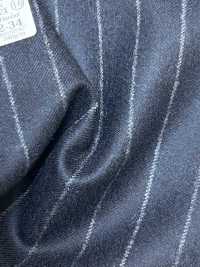 69582-34 26AW HERDREX【Tasmanian Flannel】真丝与羊毛 藏青色 条纹[面料] 国岛株式会社 更多图片