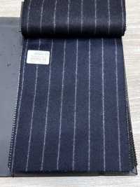 69582-34 26AW HERDREX【Tasmanian Flannel】真丝与羊毛 藏青色 条纹[面料] 国岛株式会社 更多图片