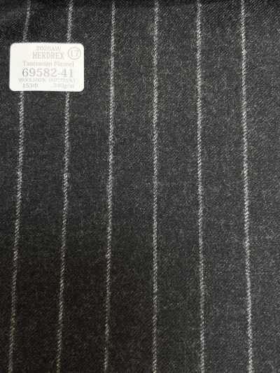 69582-41 26AW HERDREX 【Tasmanian Flannel】 丝绸与羊毛 炭灰条纹