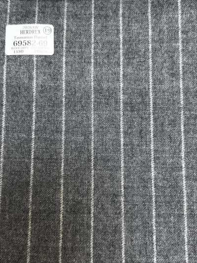 69582-69 26AW HERDREX 【Tasmanian Flannel】 真丝羊毛 浅灰色条纹