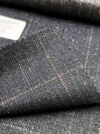 56CN5231 CANONICO WOOL SILK & LINEN 花式西装面料 海军蓝/棕色 窗格纹 佳能 其他图片