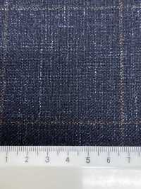 56CN5231 CANONICO WOOL SILK & LINEN 花式西装面料 海军蓝/棕色 窗格纹 佳能 其他图片