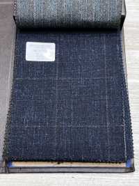 56CN5231 CANONICO WOOL SILK & LINEN 花式西装面料 海军蓝/棕色 窗格纹 佳能 其他图片
