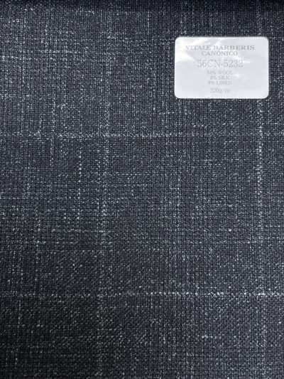 56CN5232 CANONICO（卡诺尼科）羊毛・真丝・亚麻 花式西装面料 绿色/米白 窗格纹