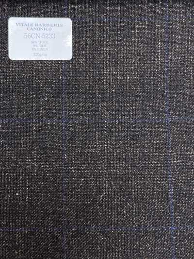 56CN5233 CANONICO（卡诺尼科）羊毛丝绸亚麻花式西装面料 棕/蓝 窗格