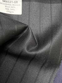 SK6521-GR 日本产 真丝羊毛弹力 绿色 条纹[面料] 细井商事株式会社 其他图片