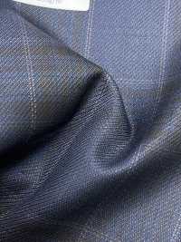 SK6531-NV 日本产 真丝羊毛弹力 海军蓝 格纹[面料] 细井商事株式会社 其他图片