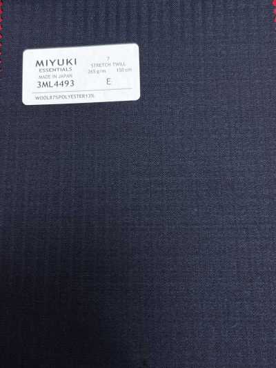 3ML4493 26AW 御幸面料 MIYUKI ESSENTIALS 弹力斜纹 海军蓝 条纹