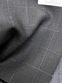 ZA4641 MARZOTTO Super110's 黑×蓝 刺绣格纹[面料] 细井商事株式会社 其他图片