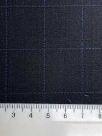 ZA4641 MARZOTTO Super110's 黑×蓝 刺绣格纹[面料] 细井商事株式会社 其他图片