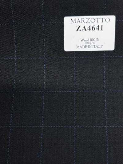 ZA4641 MARZOTTO Super110's 黑×蓝 刺绣格纹
