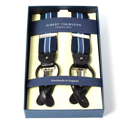 AT-2266-NV Albert Thurston 条纹图案背带 35MM 海军蓝