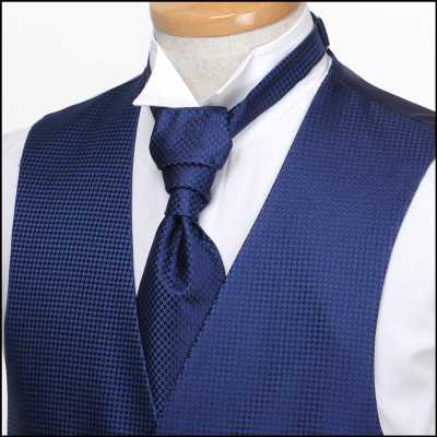 VYT-09 英国VANNERS丝绸 阿斯科特领带（欧式领带） 千鸟格图案 海军蓝
